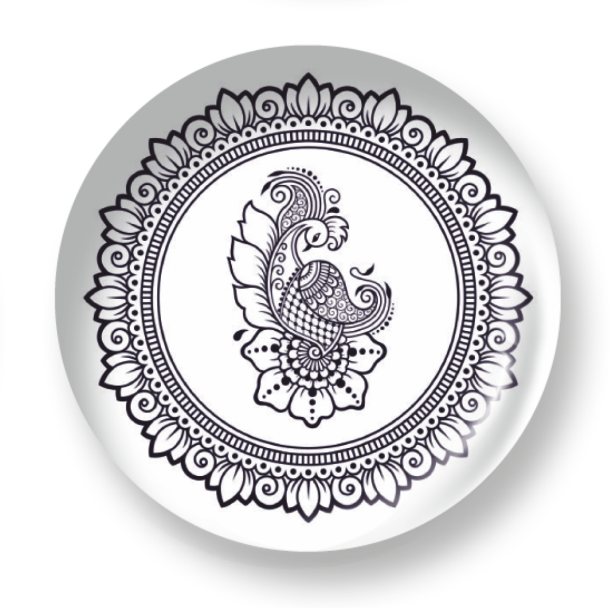 MANDALA PEACOCK B/W
