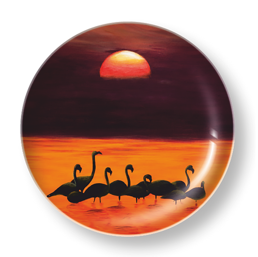 SWANS AT SUNSET