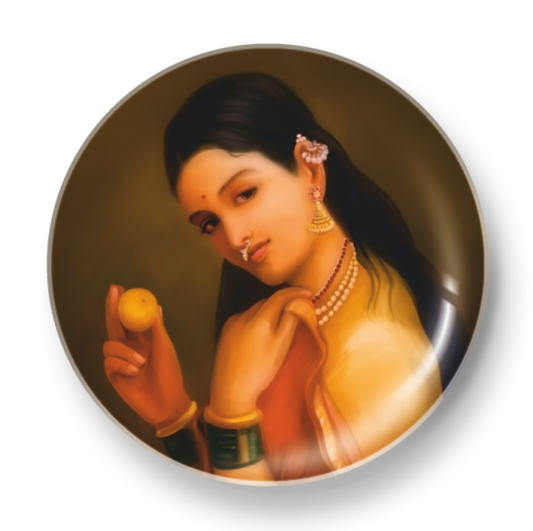 WOMAN HOLDING A FRUIT